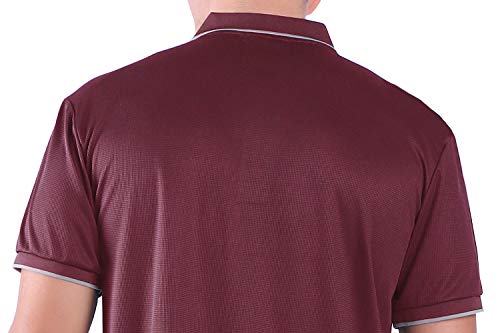 Mens Polo Shirts Big and Tall Quick-Dry Golf Tech Short Sleeve Collared Stretch Quick-Dry T Shirt (Red, 5XL) - Thumbnail 6