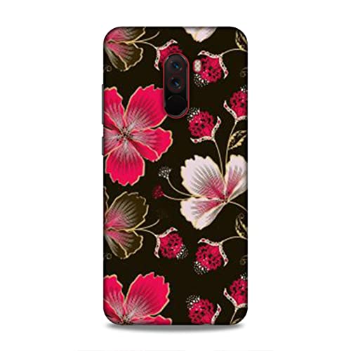Image of Printed Mobile Back Hard Case Cover for Xiaomi Poco F1 | Flowers, Floral, Pink Flowers, Leaves-2198