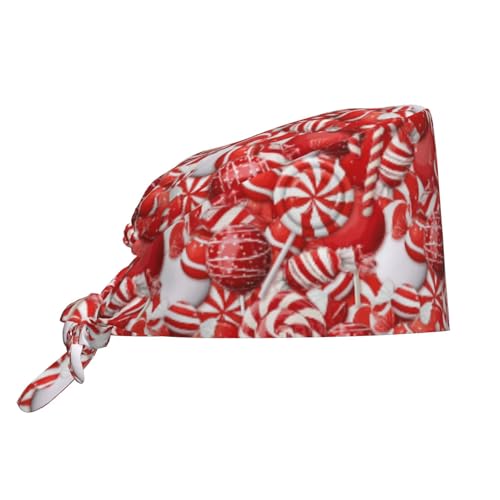 Image of Working Cap Scrub Cap with Sweatband Adjustable Unisex Tie Back Hat for Cleaning Farm Nursing