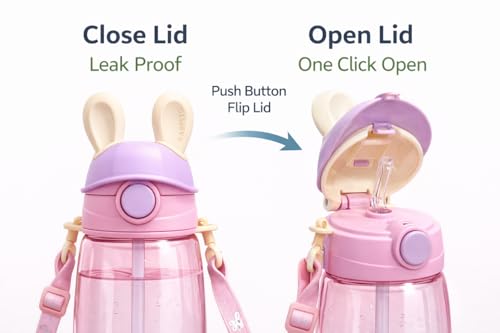 Image of Raawan Kids Water Bottle for School 550ml | Spill-Proof Sipper Bottle for Boys & Girls | BPA-Free, Durable & Leakproof Water Bottle for School & Play | Pink