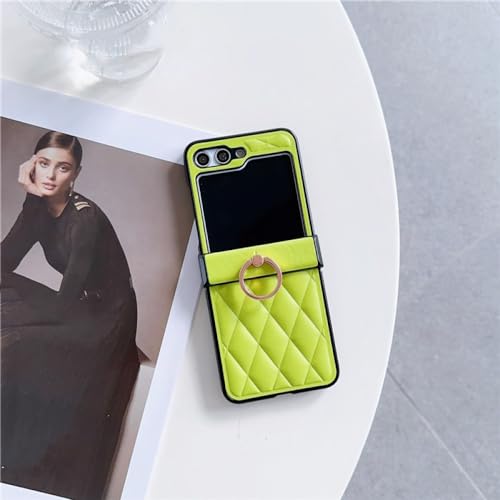 Étui en cuir pour Samsung Galaxy Z Flip 5 anti-choc coque arrière vert fluo