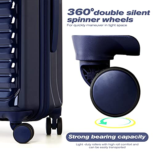 Coolife Luggage Suitcase 3 Piece Set Expandable (Only 28”) Abs+Pc Spinner Suitcase With Tsa Lock Carry On 20 In 24In 28In (White Grid) #TOP2