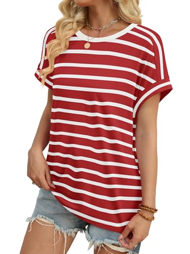 Image of WIHOLL Womens Tops Short Sleeve Shirts Summer Outfits 2026 Spring Dressy Casual Clothes Clothing