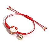 2pcs Feng Shui Lucky Ceramics Cat Good Luck Wealth Couple Bracelet Beaded Adjustable Sting Thread Rope with Bell Wealth Health Fortune Rich Money Symbol for Women BFF Friendship Jewelry