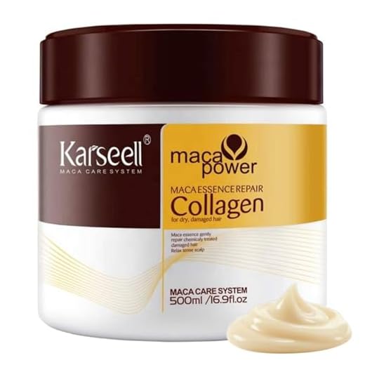 KARSEELL Collagen Mascarilla Capilar para una Reparación Profunda, Hidratación intensa, Cabello Seco y Dañado, Elimina el Encrespamiento, Protección contra los Rayos U.V., Todo tipo de Cabello 500 ml.