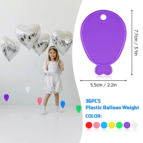 36 Pieces Balloon Weights Colorful Plastic Balloon Weights Balloon Shaped Balloon Weights For Party Celebration Decoration Supplies, White Purple Red Green Yellow Blue Pink #TOP1