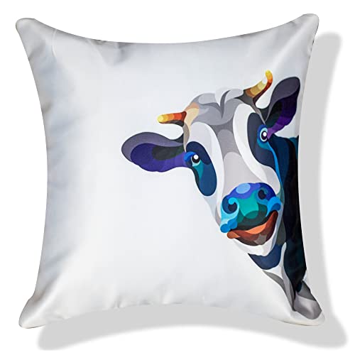 Image of Decorative Satin Sofa Cushion Covers Set of 5, 24 Inch x 24 Inch, Sofa Pillow Cover, Ethnic Festive, Multicolor, Animal Design, Zipper Closure (Herds, 24X24 Inches)