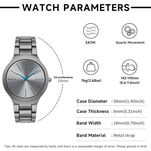 Image of Letoff Women's Wrist Watch, Big Dial Metal Strap, 100 ft Waterproof, Multicolor Casual Fashion Watch