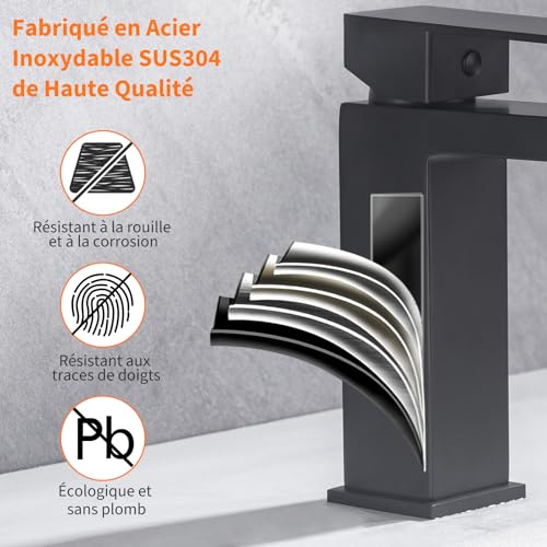 Robinet de lavabo noir mat BuntHaus pour salle de bain moderne