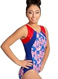 United All Around Gymnastics Leotards for Girls, Adult, American Flag Pattern With Red Mystique 13-14Y AM #690