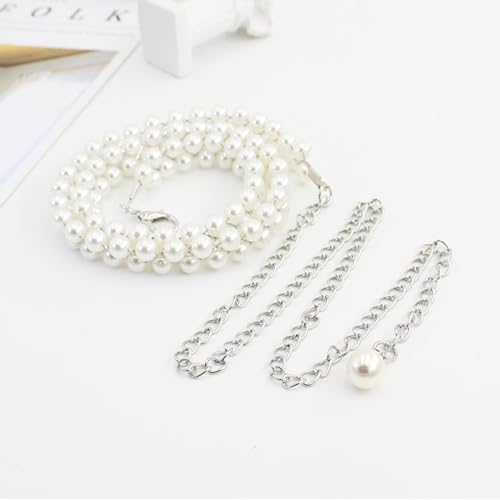 Pearl Belts for Formal Women Dress Pearl Waist Chain for Women Layered Waist Chain Belt Handmade Pearl Body Chain Charm Bridal Dresses Belt Adjustable Accessory for womenFashion Jewelry Gifts3