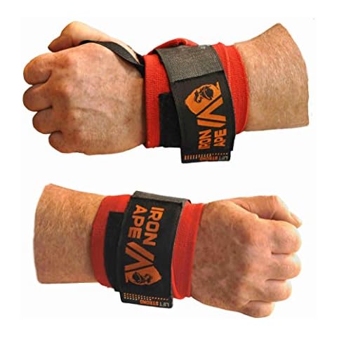 IRON APE Extra Stiff 34" Wrist Wraps. New Versatile Twin Thumb Loop Design for Powerlifting, Strongman, Weightlifting, and Bodybuilding. Weightlifting Wrist Support for Men and Women Cover