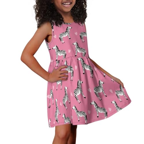 Sleeveless Cute Floral Dress for Girls Swing Loose Fit Sundress with Pockets Playwear4