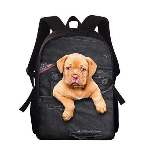 chaqlin Lovely Denim Dog Print School Backpack Ladies Girls Casual Travel Daypack Kids Children Back to School Bookbags Grande capacité Bagpack