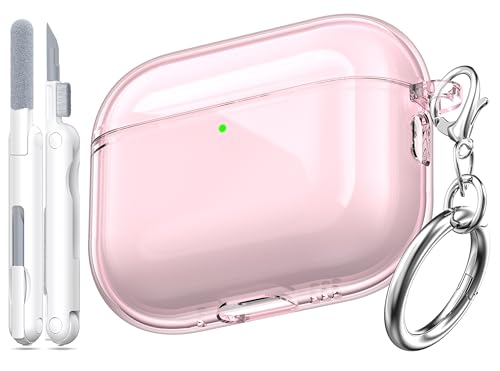 Image of for AirPods Pro 3 Clear Case 2025, Military-Grade Shockproof, Soft TPU Highly Transparent Anti-Yellowing for AirPods Pro 3 Case with Cleaning Kit & Cute Round Buckle, Clear Pink