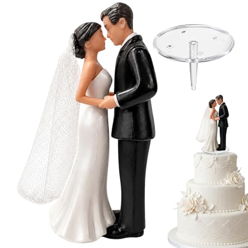 2 Stück Set Mit Sockel, Brautpaar Figuren Torte, Hochzeitstorte Deko Mit Brautpaar Figuren Set,...