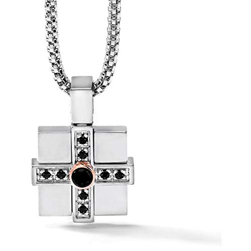 Collier comète homme avec croix en chrome finitions luxe
