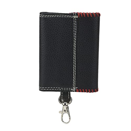 Leatherboss Genuine Leather Key Case Car Key Holder Trifold Wallet (Black)4