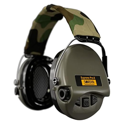 Sordin Supreme Pro-X LED Gehörschutz - aktiver Jagd-Gehörschützer - EN 352 - Gel-Kissen, Camo-Band & grüne Kapsel