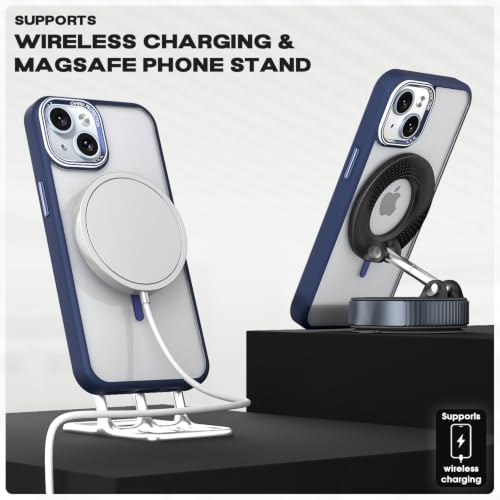 Image of Pikkme Back Cover for iPhone 15 | Shockproof | Mag-Safe Compatible | Hard Transparent Back | Premium Raised Camera Protection | Bumper Case (Blue Mag-Safe)