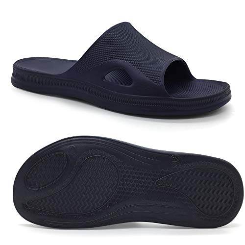 Image of FUNKYMONKEY Men's Shower Slides - Non Slip Quick Drying Sandals for Men - Lightweight Pool Beach Bathroom Slippers Indoor Outdoor