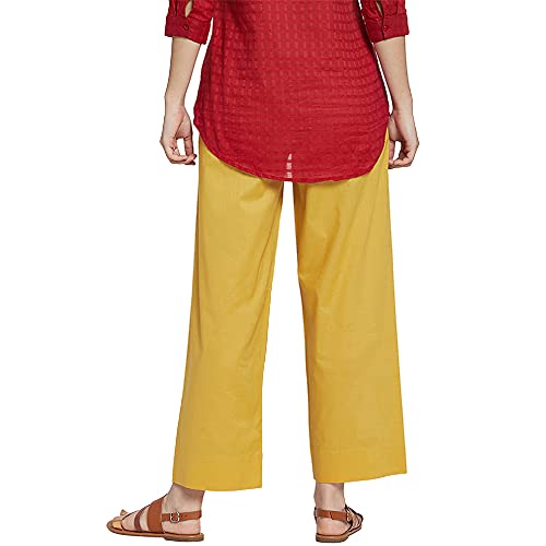 Image of GO COLORS Women Blue Stripe Cotton Wide Pants