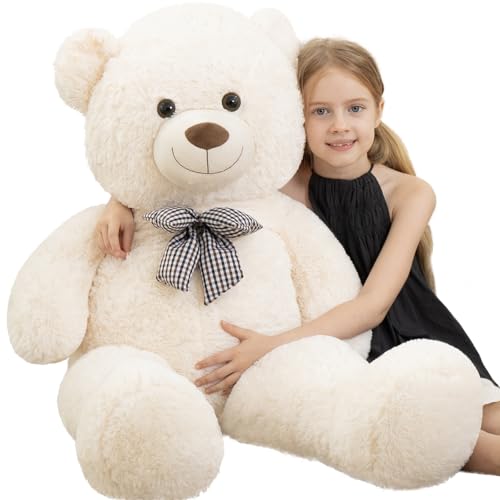 MorisMos Giant White Teddy Bear 4 Feet, Cute 47inch Stuffed Animal Big Teddy Bear Plush, Classic Girlfriend Boyfriend Gift, Birthday, Party Favor