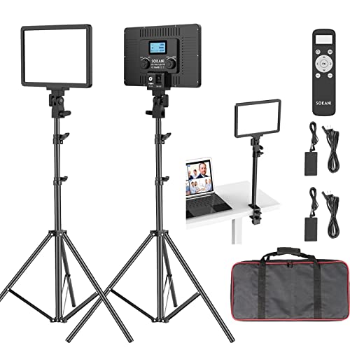 Sokani P25 LED Video Light Key Light 2PCs Bi-Color 2800K-8000K LED Panel Lights 12.6" 25W CRI95+ für Spiel/Live-Streaming/YouTube/Fotografie/Zoom Meetings mit 1,8m Lichtständer Metall-Tischhalterung