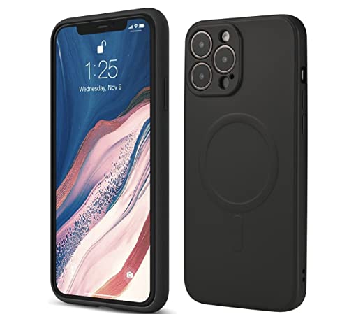 Supreme iPhone 11 Pro Max Case Magnetic Cover Compatible with Magsafe Wireless Charging Liquid Silicone Gel Full Body Protection Shell Shockproof TPU Rubber Bumper Armor with MicroFiber lining (Black)