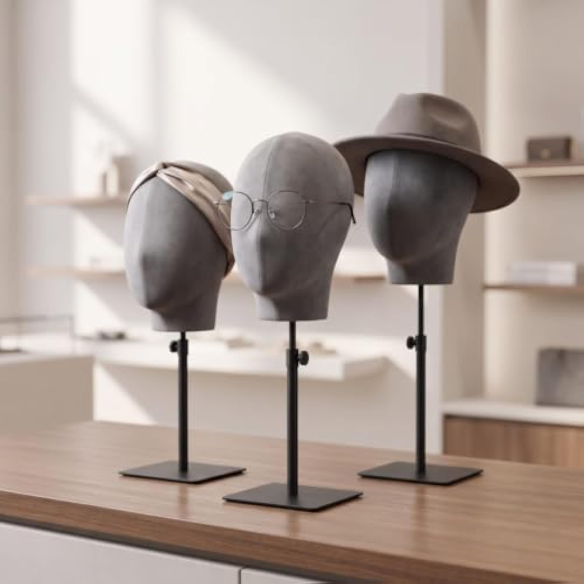 Adjustable Head Display Form Hat Display with Metal Stand