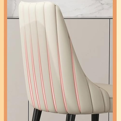 Image of Dream Furnishing - Set of 6 Dinning Chairs Elegant & Luxury Looks Strong Metal Frame Legs for Home Cafe Office Hotel (Black-Ivory New Model Set of 6)