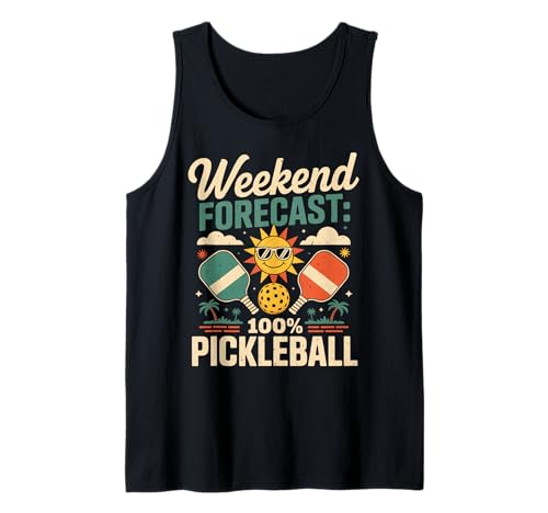 Pronóstico del Fin de Semana 100 por ciento Pickleball Diversión Camiseta sin Mangas