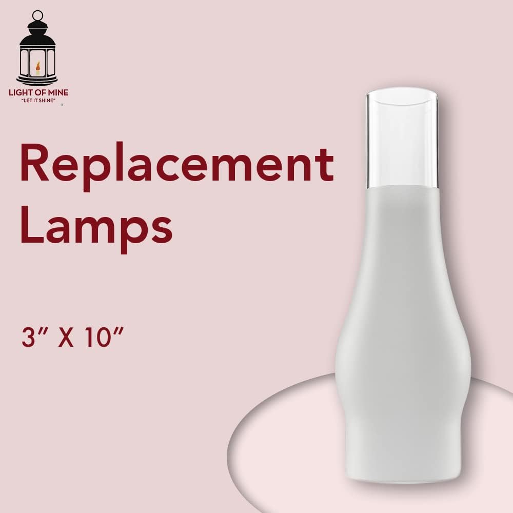 Light of Mine | 3 x 10" Slim 3/4 Frost Oil Lamp Globe Replacement Lamp | Oil Lamp Chimney | Hurricane Lamp Glass Replacement | Clear Smooth Top Chimney