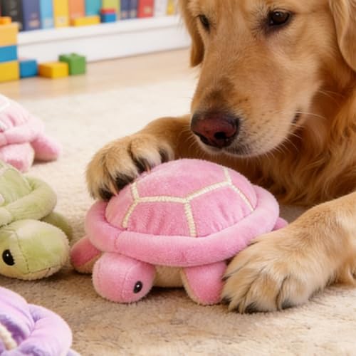 Buxuaaaa Fesselnde, quietschende Plüschschildkröten Kauen von Hunden, für Indoor Spaß und für kleine bis große Rassen Plüschschildkröten als Hundespielzeug-2