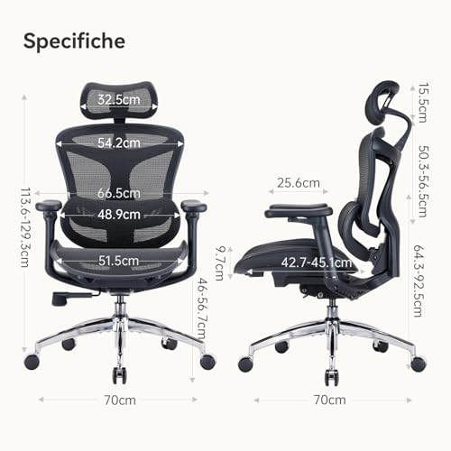 Doro C300 Sedia Ufficio Ergonomica con Braccioli Ultra Morbidi in 3D, Supporto Lombare Dinamico per Sedia scrivania a Casa, Sedia da Scrivania con Schienale Regolabile,2 confezioni(Nero) - Sedia gaming - Immagine 2