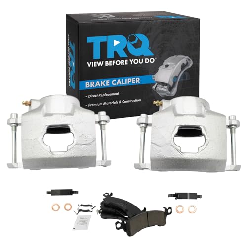 Image of TRQ Front Brake Caliper Set Brake Pads Ceramic Compatible with 87-92 Cadillac 79-95 Chevrolet 79-91 GMC