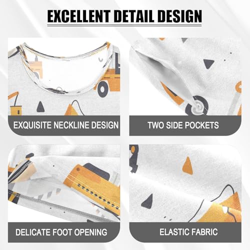 senya Short Sleeve Pajamas Sets Summer Cotton Sleepwear Yellow Excavating Machinery4