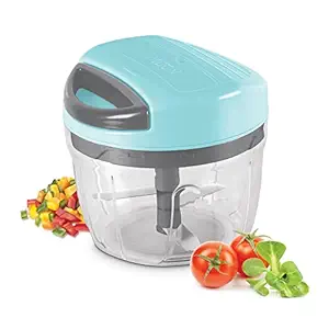 (Refurbished) Milton Xpress Safe Chopper Small, 465 ml, Sky Blue | 3 Blades with Safety Cover for Effortlessly Chopping Vegetables and Fruits for Your Kitchen with Storage Lid | Onion | Anti - Skid Bottom Grip