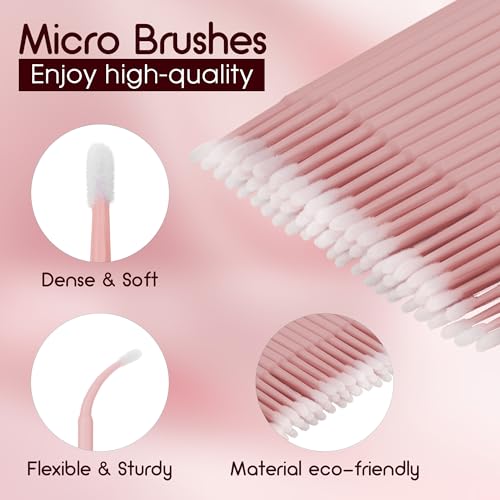 GEMERRY 600 stücke Micro Applikatoren Pinsel, Microbürsten Wimpernbürste,Wimpernverlängerung zubehör, Reinigungsstäbchen Applikator Lashes Graft Toolsfür Make-Up, Dental und Oral(600pcs)