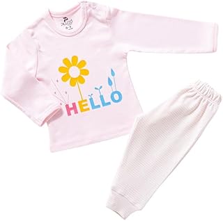 طقم بيجامة قطن بتصميم لطيف للبنات البيبي من بلو2، قطعتين - متعدد الالوان