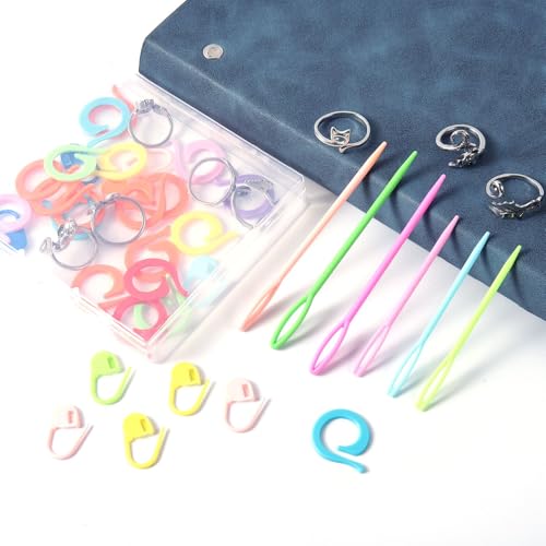 Image of HUISUYTON 9PCS Crochet Ring for Finger, Adjustable Crochet Tension Ring, Yarn Rings for Crocheting Knitting Gifts for Women