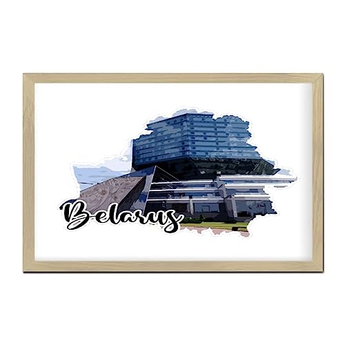 Décoration murale Biélorussie impression artistique et cadre bois premium