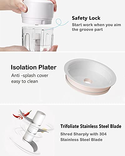 Ayotee Cordless Electric Small Food Choppers, Mini Food Processor For Garlic Veggie Vegetables Fruit, Salad Mincing & Puree,Kitchen, 1 Cup 250Ml, Bpa Free, White #TOP3