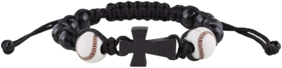 My Sports Baseball Athlete Rosary Bracelet with Wood Cross Pendant, 7 1/2 Inch Ball