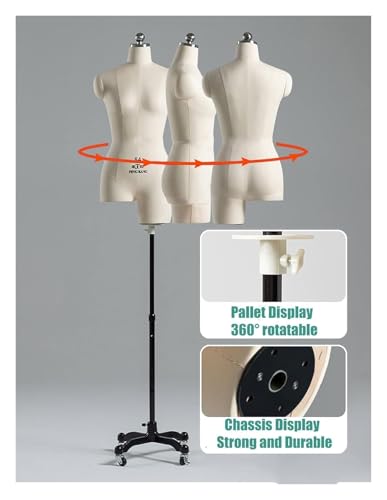 Maniquí ajustable para costura con busto de mujer y pie de trípode estable 6