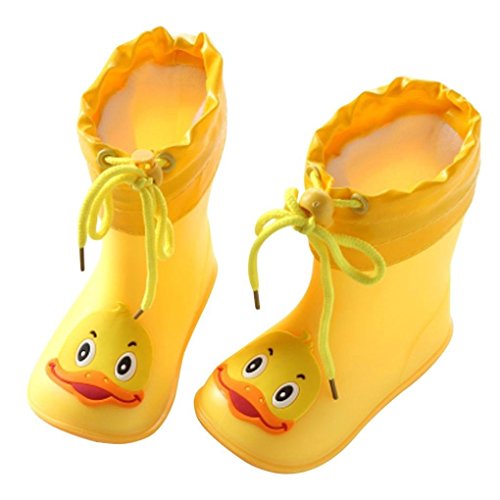 Quaanti Children's Rubber Boots Baby Rain Boots Infant Kids Cartoon Waterproof Non-Slip Rainboots Rain Shoes For Boy Girl (Yellow, Us:6.5(Age:2-3T)) #TOP7