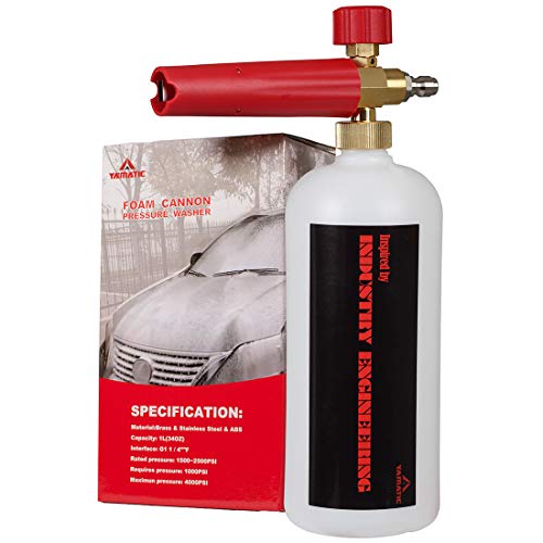 YAMATIC Adjustable Foam Cannon Professional Car Wash Pressure Washer Jet Wash 1/4" Quick Connect Snow Foam Lance