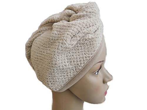 Ivymei Microfiber Hair Drying Towel,Head Towel Wrap Turban Twist,Shower Cap,Dry Hair Cap,Fluffy Pineapple Hair Towel Fleece Head Towel For Women Girl(Khaki) #TOP24