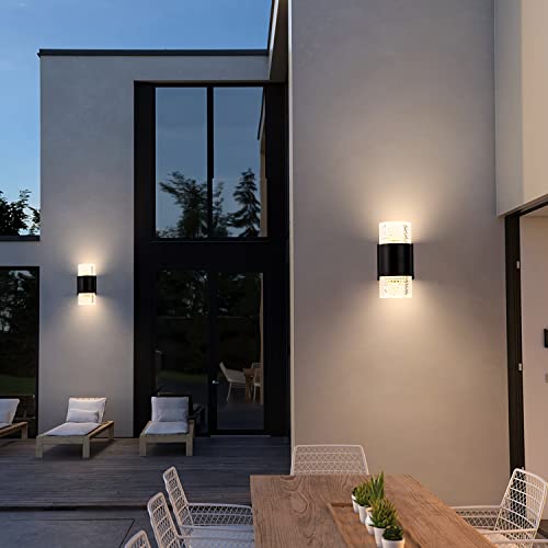 Led Outdoor Porch Wall Lights, Outdoor Wall Lights Round Up And Down 3000K Warm White,Modern Outdoor Wall Sconce,Wall Mount Outside Lights For House Porch Patio Garage Front Door #TOP4