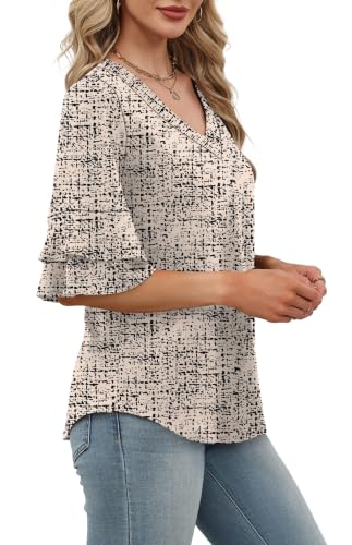 Image of OFEEFAN Spring Tops for Women Boho Shirts Fashion Clothing Cute 3 /4 Length Sleeve Blouses Dressy Casual Summer Outfits